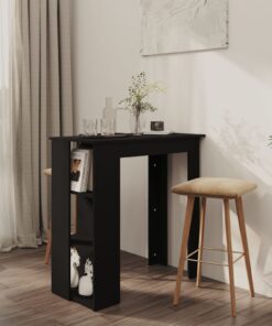 vidaXL Bar Table with Shelf Black 102x50x103.5 cm Engineered Wood