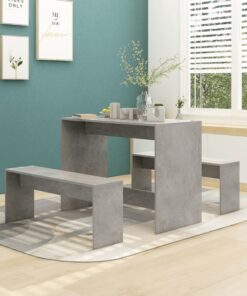 vidaXL 3 Piece Dining Set Concrete Grey Engineered Wood