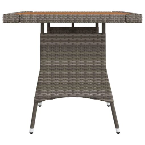 vidaXL Garden Table Grey 70x70x72 cm Poly Rattan & Solid Acacia Wood - Image 2