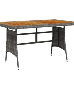 vidaXL Garden Table Grey 130x70x72 cm Poly Rattan & Solid Acacia Wood