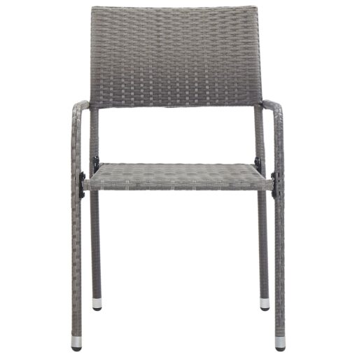 Garden Dining Chairs 6 pcs Stackable Grey Poly Rattan - Image 2