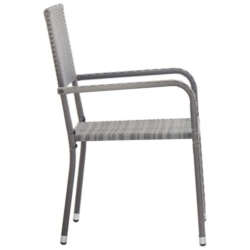 Garden Dining Chairs 6 pcs Stackable Grey Poly Rattan - Image 3