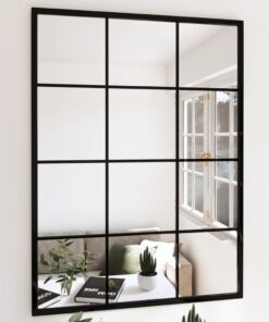 vidaXL Wall Mirror Black 80x60 cm Metal