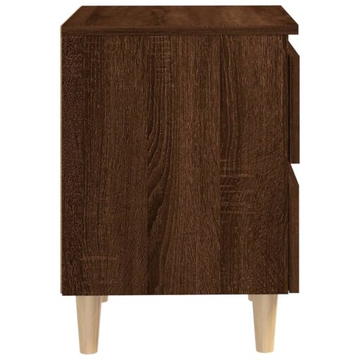 vidaXL Bed Cabinet with Solid Wood Legs Brown Oak 40x35x50 cm - Image 4