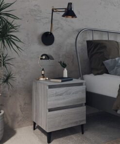 vidaXL Bed Cabinet with Metal Legs Grey Sonoma 40x35x50 cm