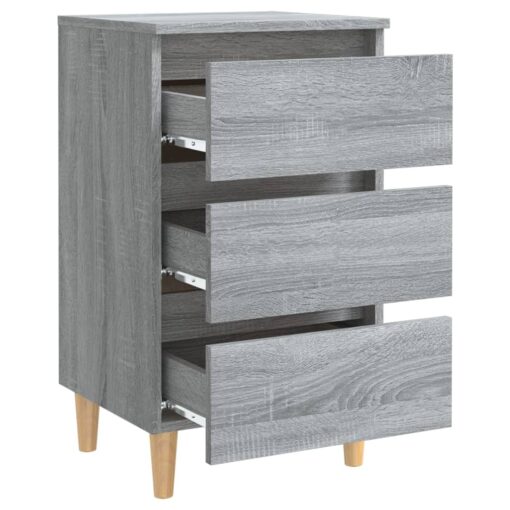 Bed Cabinet with Solid Wood Legs Grey Sonoma 40x35x69 cm - Image 3