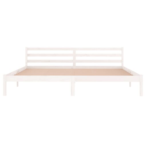 Bed Frame without Mattress Solid Wood Pine 200x200cm White - Image 2