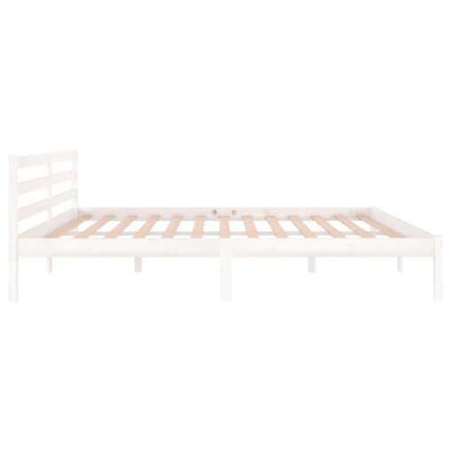 Bed Frame without Mattress Solid Wood Pine 200x200cm White - Image 3