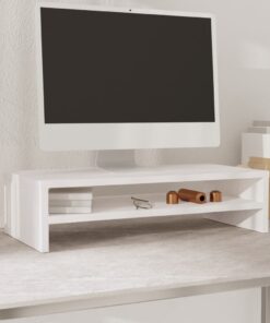 vidaXL Monitor Stand White 50x24x13 cm Solid Wood Pine