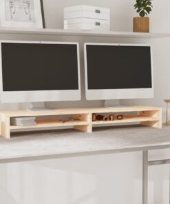 vidaXL Monitor Stand 100x24x13 cm Solid Wood Pine