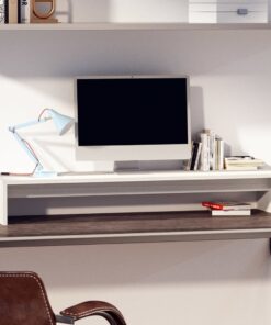 vidaXL Monitor Stand White 100x27x15 cm Solid Wood Pine