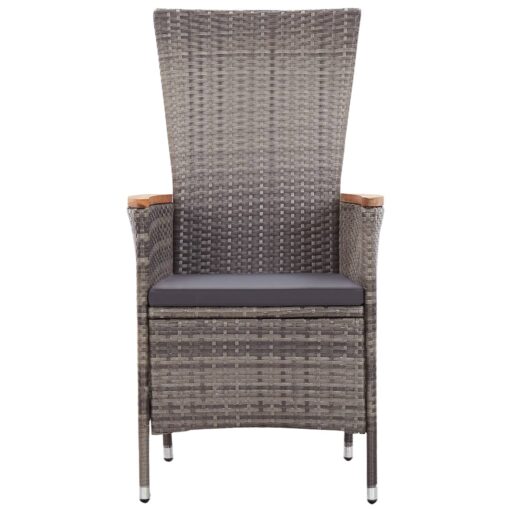 9 Piece Garden Dining Set with Cushions Grey - Image 2