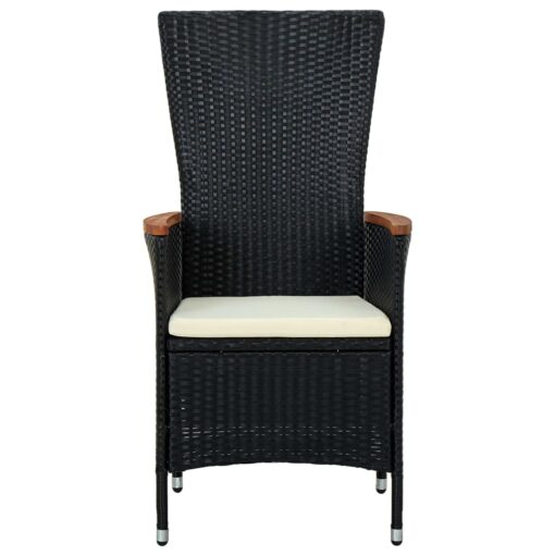  3 Piece Garden Dining Set with Cushions Black - Image 2