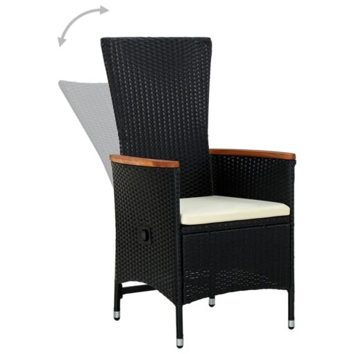  3 Piece Garden Dining Set with Cushions Black - Image 3