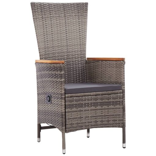9 Piece Garden Dining Set with Cushions Grey - Image 3