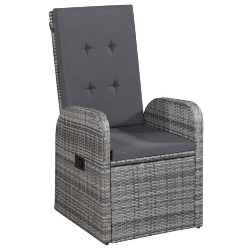 vidaXL 7 Piece Garden Dining Set with Cushions Grey
