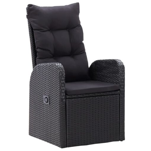 9 Piece Garden Dining Set with Cushions Black - Image 2