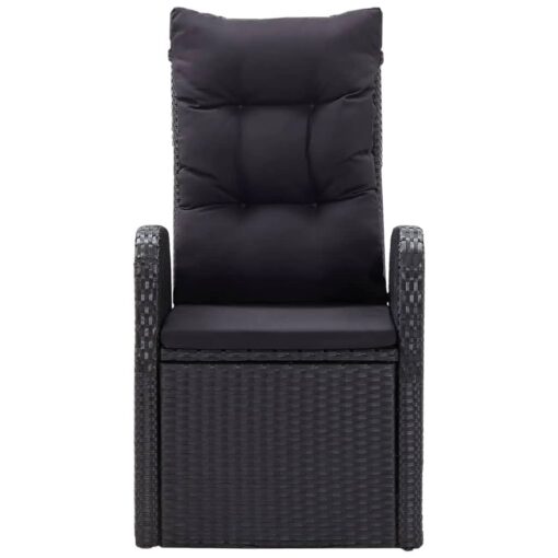 9 Piece Garden Dining Set with Cushions Black - Image 3