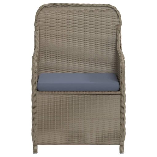  3 Piece Garden Dining Set with Cushions Brown - Image 2