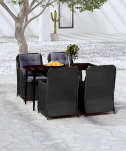 vidaXL 5 Piece Garden Dining Set Black