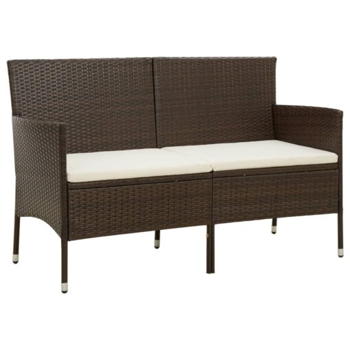 vidaXL 3-Seater Garden Sofa with Cushion Brown Poly Rattan