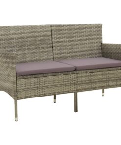 vidaXL 3-Seater Garden Sofa with Cushion Grey Poly Rattan