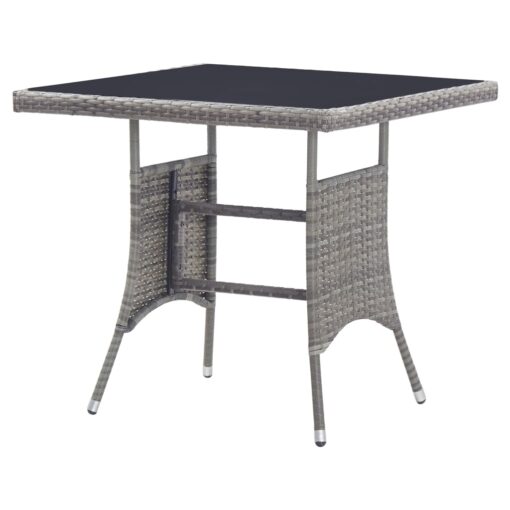 Garden Table Grey 80x80x74 cm Poly Rattan - Image 3