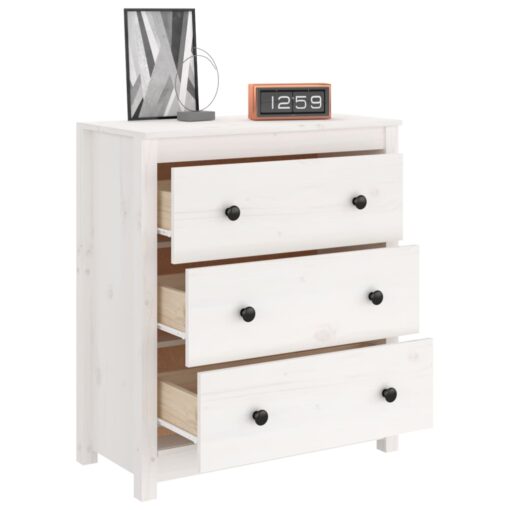 Sideboard White 70x35x80 cm Solid Wood Pine - Image 2