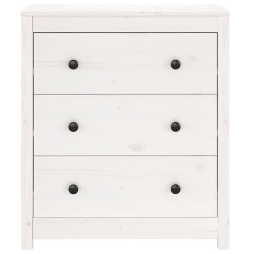 Sideboard White 70x35x80 cm Solid Wood Pine - Image 3
