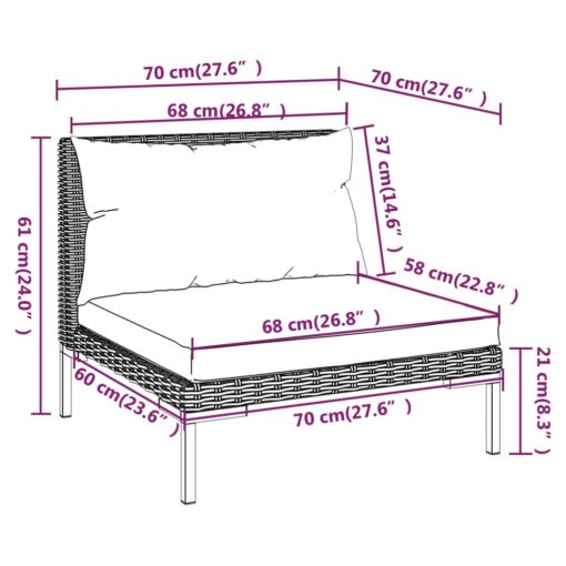  4 Piece Garden Lounge Set with Cushions Poly Rattan Dark Grey - Image 4