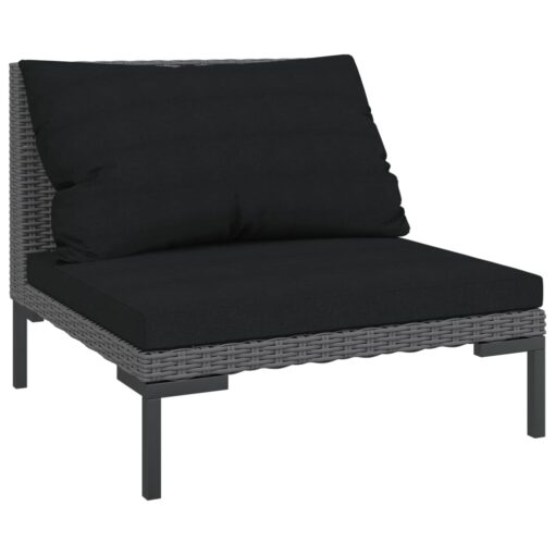 7 Piece Garden Lounge Set with Cushions Poly Rattan Dark Grey - Image 2