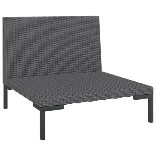 7 Piece Garden Lounge Set with Cushions Poly Rattan Dark Grey - Image 3