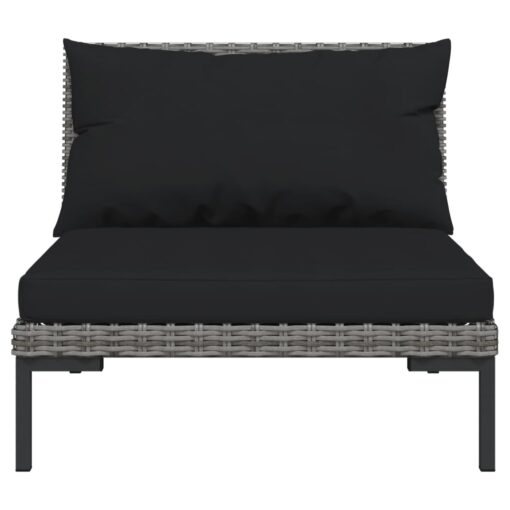vidaXL 9 Piece Garden Lounge Set with Cushions Poly Rattan Dark Grey - Image 2