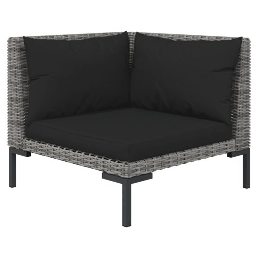vidaXL 9 Piece Garden Lounge Set with Cushions Poly Rattan Dark Grey - Image 3