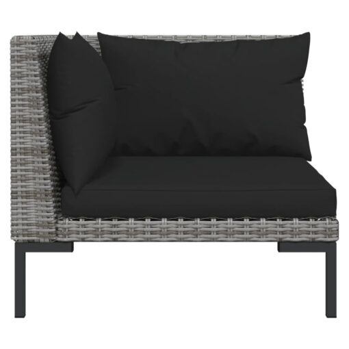 vidaXL 9 Piece Garden Lounge Set with Cushions Poly Rattan Dark Grey - Image 4