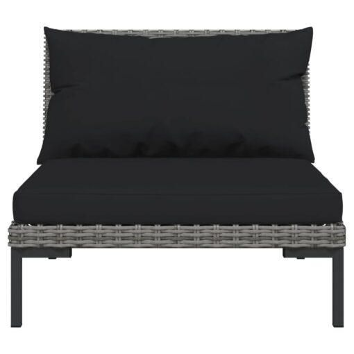  13 Piece Garden Lounge Set with Cushions Poly Rattan Dark Grey - Image 2