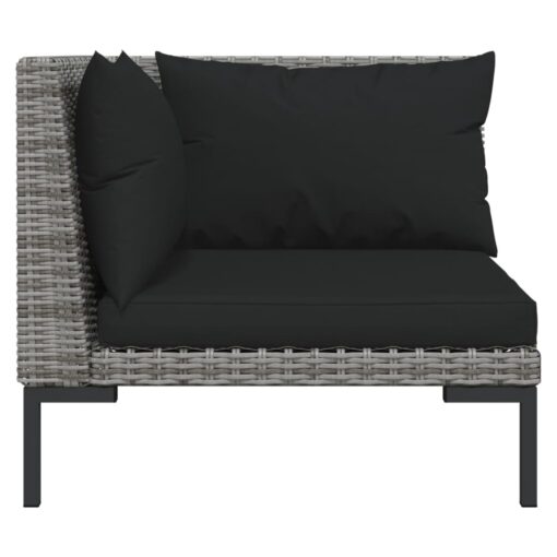  13 Piece Garden Lounge Set with Cushions Poly Rattan Dark Grey - Image 4