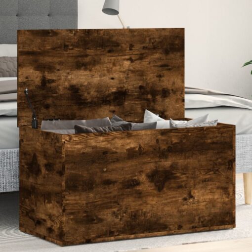 vidaXL Storage Chest Smoked Oak 84x42x46 cm Engineered Wood