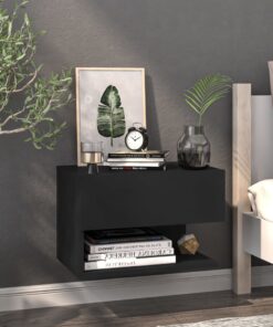 vidaXL Wall-mounted Bedside Cabinet Black