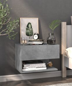 vidaXL Wall-mounted Bedside Cabinet Concrete Grey