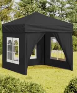 vidaXL Folding Party Tent with Sidewalls Anthracite 2x2 m