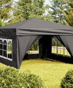 vidaXL Folding Party Tent with Sidewalls Anthracite 3x3 m