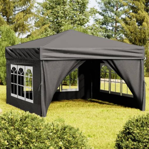 vidaXL Folding Party Tent with Sidewalls Anthracite 3x3 m