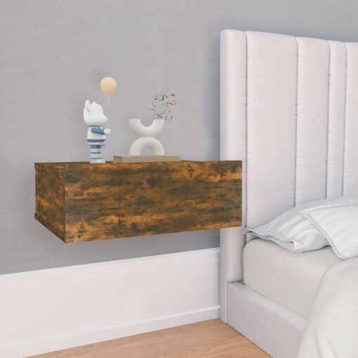 vidaXL Floating Nightstands 2 pcs Smoked Oak 40x30x15cm Engineered Wood
