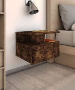 vidaXL Floating Nightstand 2 pcs Smoked Oak 40x31x27 cm Engineered Wood