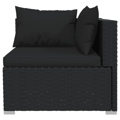  4 Piece Garden Lounge Set with Cushions Poly Rattan Black - Image 2