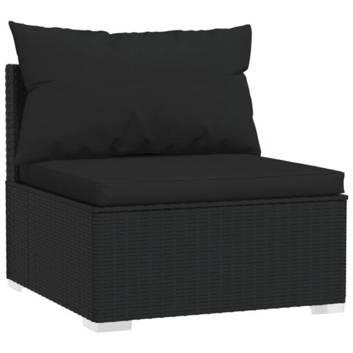  4 Piece Garden Lounge Set with Cushions Poly Rattan Black - Image 3
