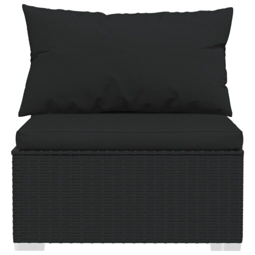  4 Piece Garden Lounge Set with Cushions Poly Rattan Black - Image 4