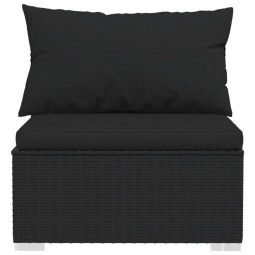 vidaXL 5 Piece Garden Lounge Set with Cushions Poly Rattan Black - Image 2