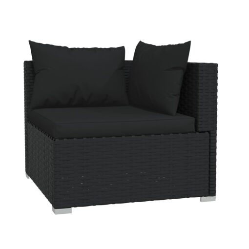 vidaXL 5 Piece Garden Lounge Set with Cushions Poly Rattan Black - Image 2